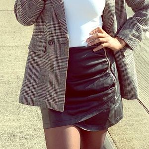 Black leather mini skirt